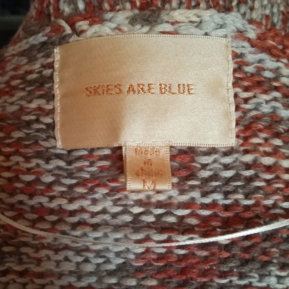 Skies Are Blue Multicolor Drape Front Knit Open Front Cardigan Size Medium - Picture 7 of 8